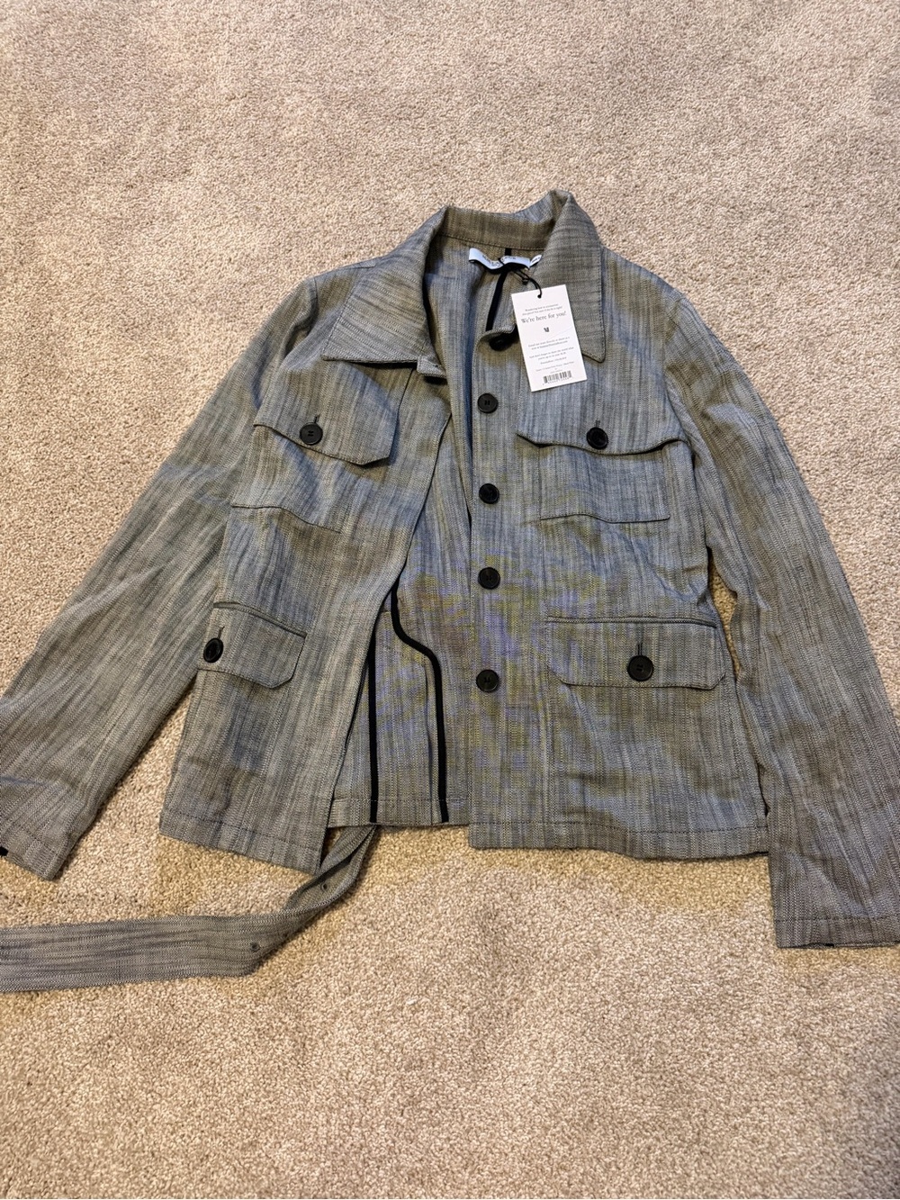 MM Lafleur Emery 1.0 Jacket Porto Weave Black & White Size 10 Belted NWT - Picture 2 of 4